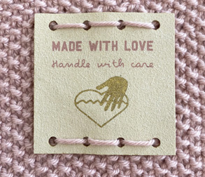 Made with love handle with care white suede